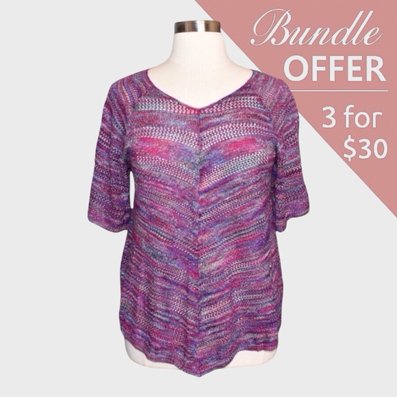 Faded Glory Marled Open Knit Sweater - Picture 1 of 6